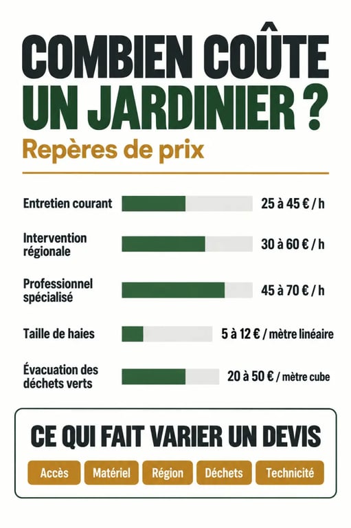 Jardinier.net : infographie des tarifs d'entretien et de taille de jardin
