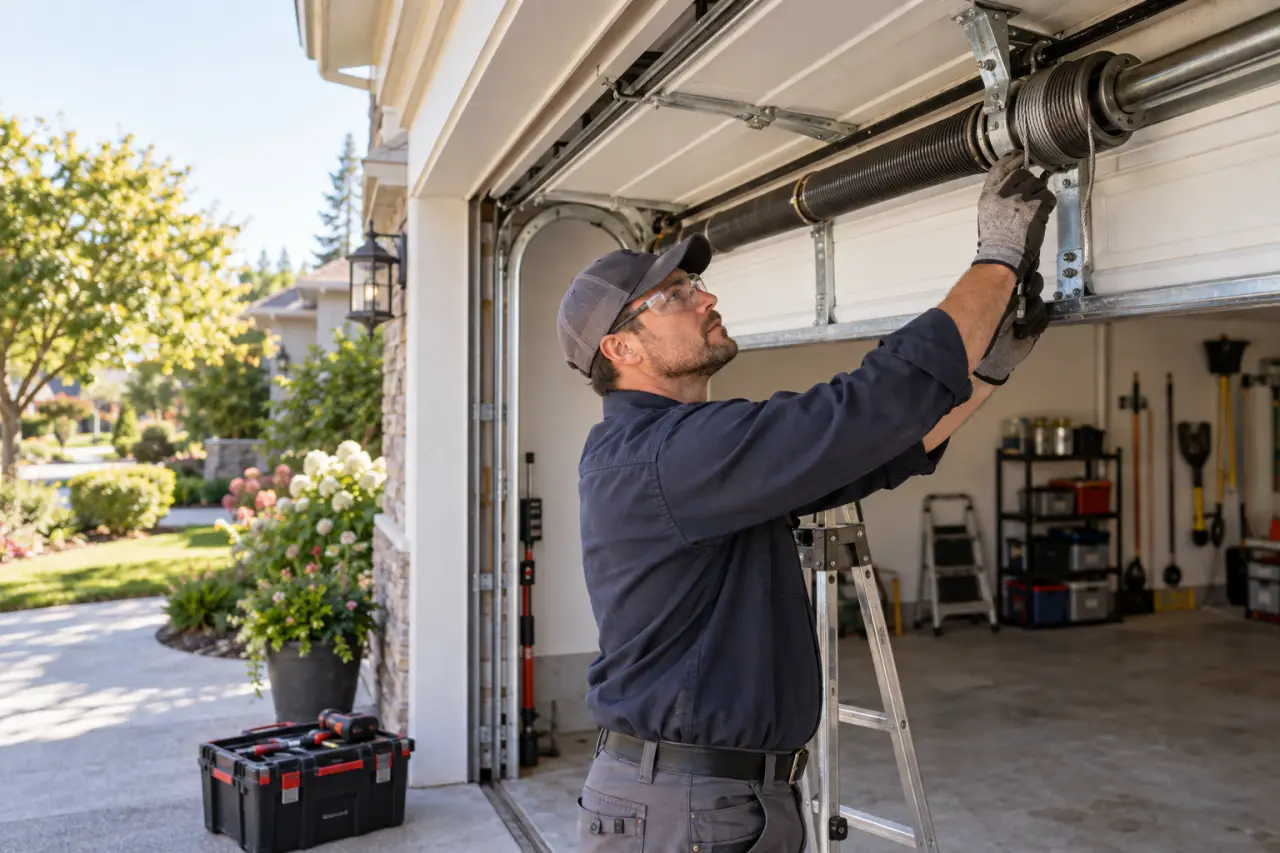 Réparation de porte de garage : le ressort et le câble exigent un professionnel