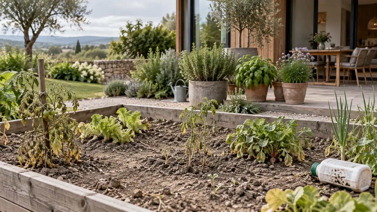 Potager maison aux légumes abondants dans une terre vivante