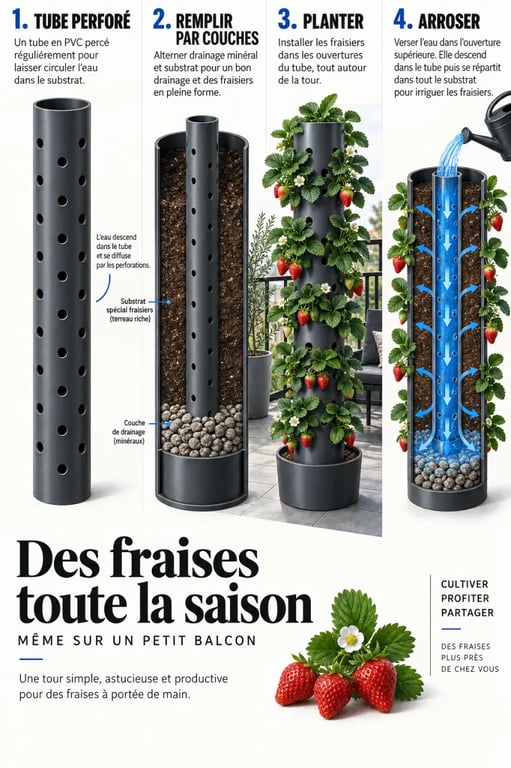 Jardinier.net : étapes pour installer et arroser une tour à fraisiers