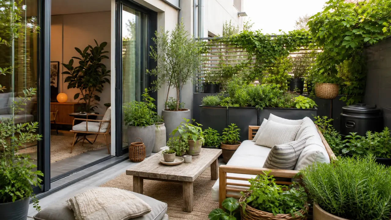 Terrasse transformée en refuge de verdure, ambiance douce et naturelle